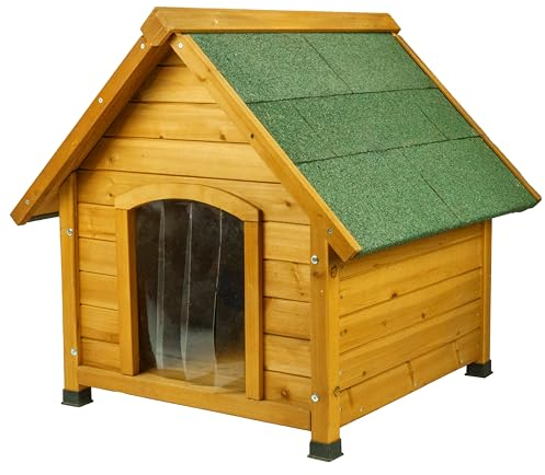 wuuhoo Rex Hundehütte aus Holz, isoliert, wasserdicht, mit Türflügeln und abnehmbarem Dach, für drinnen und draußen, Hundehütte
