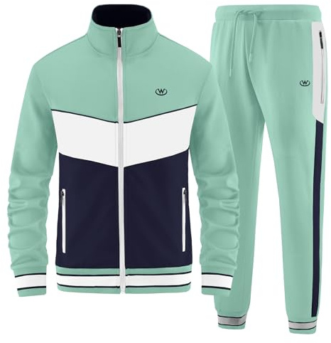 ANOTWENER Set di tute da uomo, casual, a maniche lunghe, con chiusura lampo, giacca e pantaloni da jogging, tuta sportiva, XXL