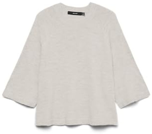 VERO MODA Vmlefile Noos - Jersey de Cuello Redondo 3/4, Piedra Pumice., XS