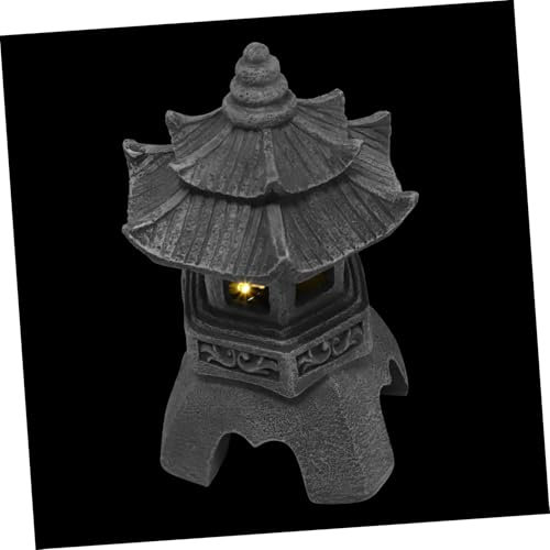 BESPORTBLE Solar Pagoda Lantern Japanese Zen Garden Lamp with Solar Power Detailed Resin Craftsmanship Outdoor Decorative Ornament for Lawn and Patio Decor
