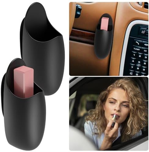 Tomorotec 2PCS Silicone Chapstick Holder for Car, Large Capacity Lip Balm Holder for Car Interior for Women, 2-3 Chap Sticks Lip Balm Capacity, Girls Vehicle Essentials Decor, Easy to Install (Black)