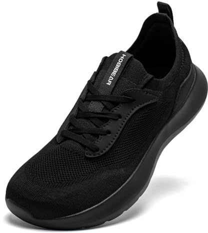 HOBIBEAR Scarpe da passeggio con punta larga, extra larghe, senza lacci, da donna, da uomo, ultra leggere e comode, Tutto nero, 43.5 EU