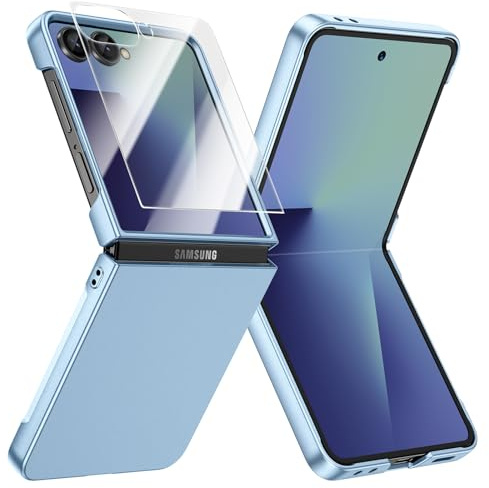 Doeshine Funda para Samsung Galaxy Z Flip 7 Ultra Delgada, [Protector de Pantalla Incorporado], Dura PC, Anti-Arañazos Antigolpes Protectora Carcasa para Samsung Galaxy Z Flip 7 5G 2025 (Azure)