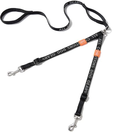 HOWGO Double Dog Leash, No Tangle 360° Swivel, Adjustable Two Padded Handles, Double Clip Dog Leash Coupler Splitter Breeds (Black, 4/5'' x 4.8 FT, Std)