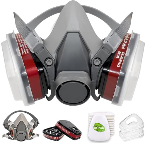 LJJYIJUN Respirator Mask with Filters - Spraying Mask, Face Mask for Resin, Paint, Chemical, Woodworking