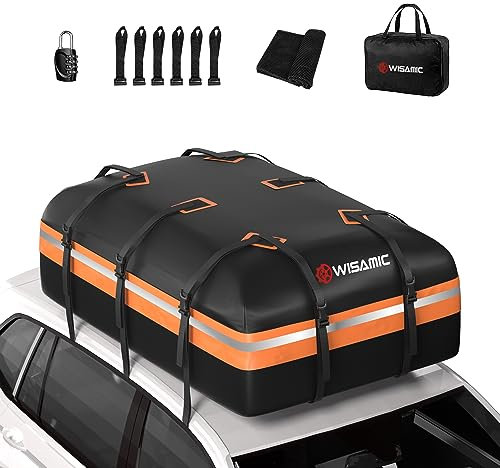 Wisamic Auto Dachbox 595L Faltbare Dachtasche Dachkoffer Aufbewahrungsbox, 1000D wasserdichte Dachgepäckträger Gepäckbox für Autos, Vans, SUVs