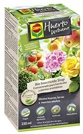 COMPO Bio Insecticida Stop Concentrado para hortícolas y plantas aromáticas, Apto para agricultura ecológica, Control de plagas en hortalizas y plantas aromáticas, 250 ml