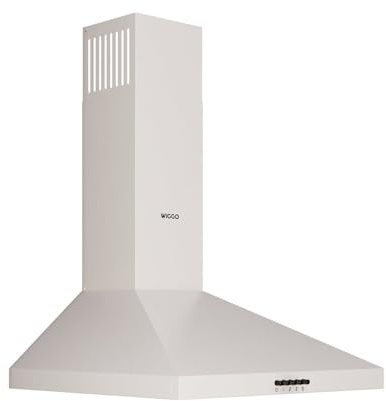 Wiggo Campana extractora de 60 cm, pared para salida o recirculación, 300 m³/h, con iluminación LED y 3 niveles de potencia, campana de pared, incluye filtro de grasa y 2 filtros de carbón, crema.