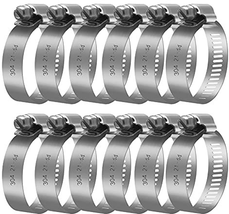 12 Stücke Schlauchschellen edelstahl 21-44mm | rostfreie Rohrschelle | verstellbare Schellen Schlauchklemmen für Rohr und Schlauch zum Teich, Garten, Pool oder Waschmaschine