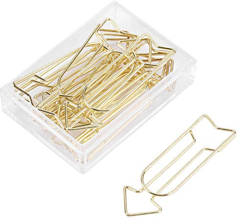 Stora Gem Metal Arrow Clips Skolkontorsmaterial Organisering Av Personliga Dokument, 12 St Guld-pappersklämmor Clips, Klämmor och Ringar