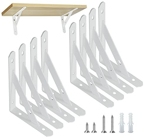8 Stück Regalhalterungen Schwerlast-Träger 90 Grad Wand-Winkel Regalhalterung Metall Regalträger mit Schrauben Wand Regalträger Eisen Regalwinkel für Winkel Regal (15×9.5cm)，Weiß