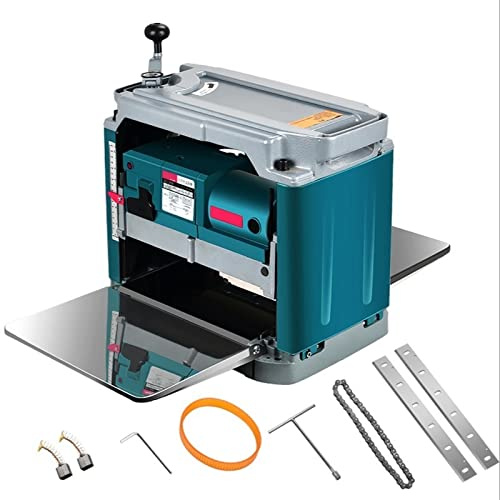 12 Inch Woodworking Carpentry DIY Surface Thicknesser Machine Electric Planer Wood Thickness Planer MINGPING (Color : Machine-hss Blades)
