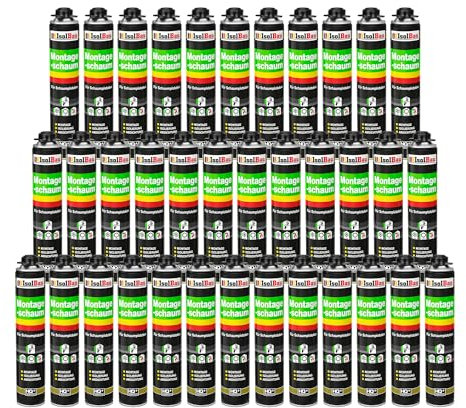 Isolbau - Bauschaum Montageschaum 36 x 750 ml PU-Schaum 1K Pistolenschaum Zargenschaum - Isolierung Abdichtung für Innen und Außen