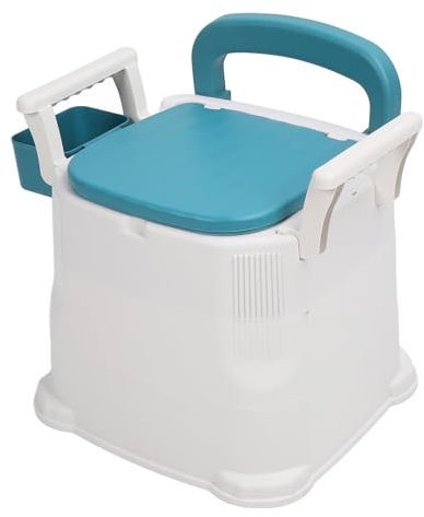 ZJchao Inodoro Portátil para Adultos, Silla con Cómoda Junto a la Cama, Reposabrazos Desmontables, Almohadilla Antideslizante, Cubierta Plegable Silenciosa, Doble Capa, Sellado contra