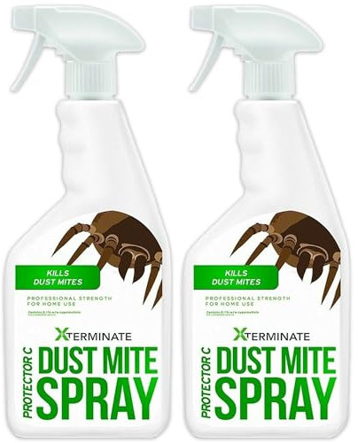 Xterminate Dust Mite Spray 2 x 1L HSE Approved and Licensed Killer Treatment Non-Staining. Ideal for Carpets, Upholstery, Bedding etc. Treats & Controls Re-infestation. Prevents Allergies & Rashes