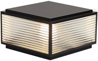 Lámpara de Poste Farol de Poste Luces de poste con cableado duro for exteriores, tapas de columnas negras for exteriores terrazas luminarias de poste de aluminio fundido, luces de bolardo(25cm/9.8in)