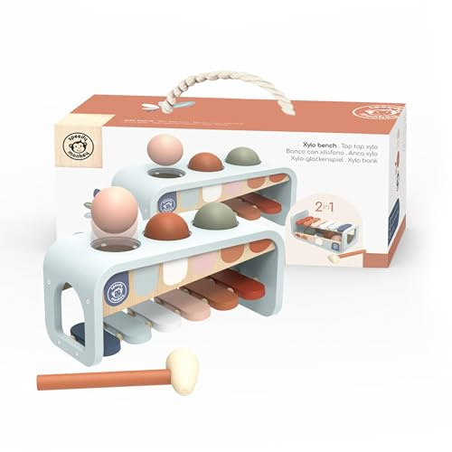 SPEEDY MONKEY Tap Tap Xylophone Bench - Wooden, Durable & Safe Baby Toys 6 to 12 Months, Montessori Toys for 1 Year Old - Toys for 2 Year Old Boy or Girl - Non-Toxic Paint, FSC Certified