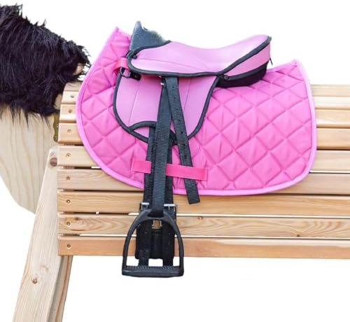 Brama West Kinder Shetty Sattel Set „My Little Pony“ | Sattel für Shetty Pony Holzpferd Plüschpferd | mit Satteldecke, Sattelgurt, Steigbügel & Steigbügelriemen - Rosa