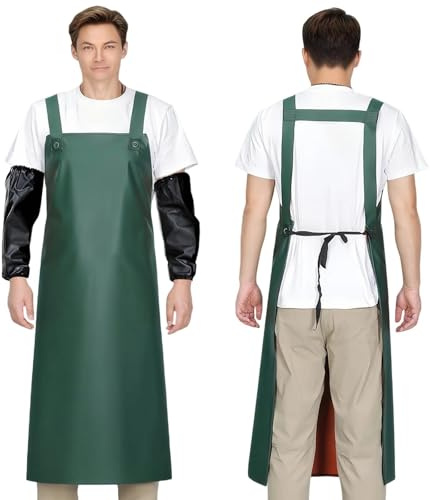 Dwitkul Grembiule Impermeabile 110x80cm Regolabile Resistente a Olio e Sostanze Chimiche Grembiule da Lavoro in Gomma per Chef Macellaio Giardinaggio Laboratorio Lavastoviglie Pesante Unisex