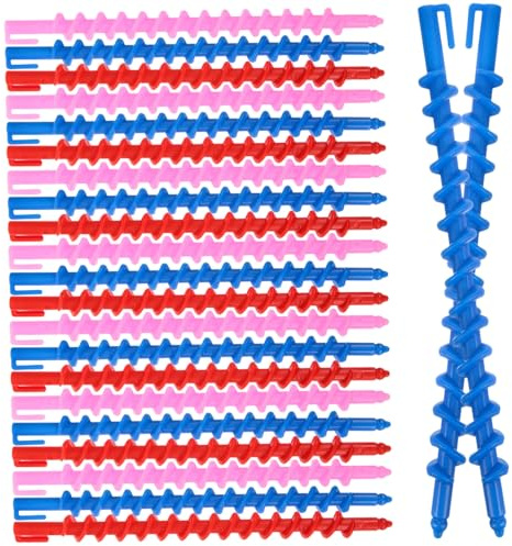 STOBAZA 20 pièces Lot de Bâtons Hélicoïdaux pour Permanente Cheveux Bouclés Accessoires Bouclage Sans Chaleur Ustensiles Curling Perm Rods pour Femmes Outils Coiffure Couleur Aléatoire