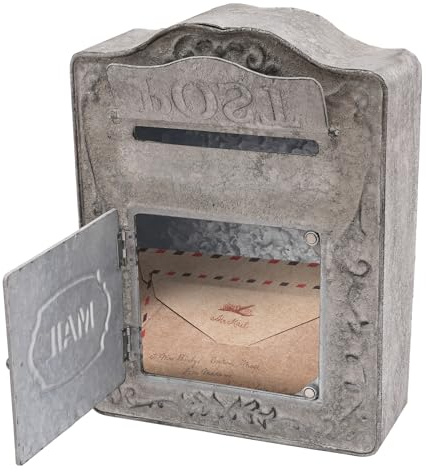 Cassetta delle lettere da parete, stile vintage, cassetta delle lettere decorativa esterna, grigia, adatta per l'uso in case residenziali, ristoranti, uffici, uffici postali e luoghi simili