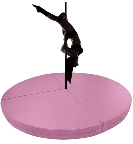Generisk Pole Dance-matta, tjock, rund crashpad-matta för stripperstänger – vikbar säkerhetsmatta för hemmagymmet, 120 cm x 5 cm (47,2 tum x 2 tum) – rosa crashpad-matta för