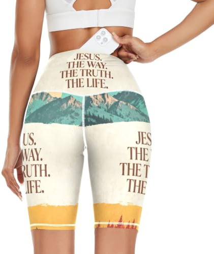 BCFHRGT Retro kristen tro yoga leggings för kvinnor rumplyft träning kompression capri leggings
