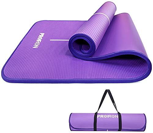 PROIRON Yoga Mat Thick 10MM - NBR Yoga Matt Exercise Fitness Foam Large Padded Non-Slip High Density for Pilates, Stretching, Home Gym Workout Men Women with Free Carry Strap (1830mm x 660mm, Purple)