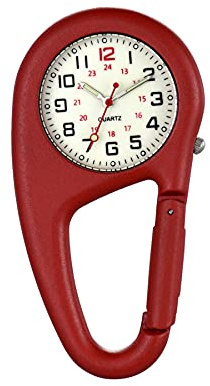 JewelryWe Men Women Clip-on Watches Quartz Luminous Face Backpack Watch for Outdoor Climbing Buckle Belt FOB Carabiner Watch