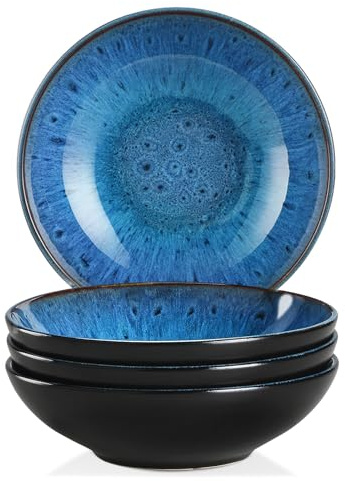 Kombiservice Steinzeug, vancasso BUBBLE 4 teiliges Suppenteller aus Steingut, Tellerset 950ml, für 4 Personen