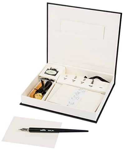 Kalligraphie Set 30-teilig Holz Federhalter mit 5 Federn und Tinte