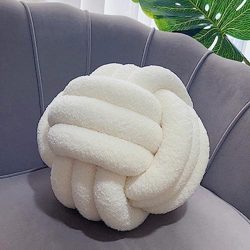 Vdoioe Knot Ball Pillow, Sherpa Home Decorative Plush Pillow Soft Round Throw Pillow, Knotted Pillow for Bed Couch Sofa