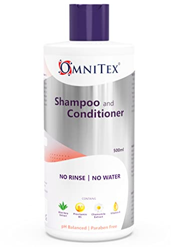 Omnitex Rinse Free Shampoo & Conditioner 500ml | Herbal Extracts & Vitamins | No Water - No Rinse | Clean, Nourish & Protect | No Parabens, Latex, Alcohol Free | Dermatologically Tested