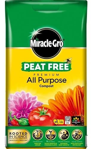 Miracle-Gro Peat-Free Premium All Purpose Compost 10L | Multi-Purpose Garden Soil Mix for Pots, Containers, Hanging Baskets & Outdoor Plants