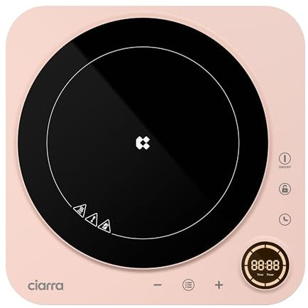 CIARRA CBTIH1A-P Portable Induction Hob 2000W Single Cooking Zone 8 Power Levels Touch Control Glass Panel with Built-In 4 Hours Timer, Automatic Switch Off, Safety Child Lock and Overheat Protection