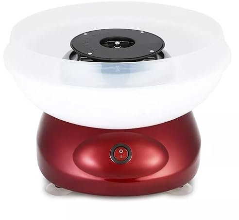 Cotton Candy Making Machine, Automatic One-Button Start Mini Desktop Candy Floss Machine, Cotton Sugar Machine Kit for Birthday Parties Children's Day Christmas Day and Wedding Party (White&Red)