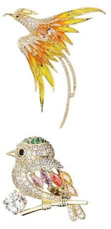 COACOM 2 Piezas De Lindo Broche De Animales, Corsage Creativo De Pájaros con Incrustaciones De Diamantes, Personalidad Y Alfileres Elees, Elees para Mujeres, Accesorios De Joyería De Ropa.
