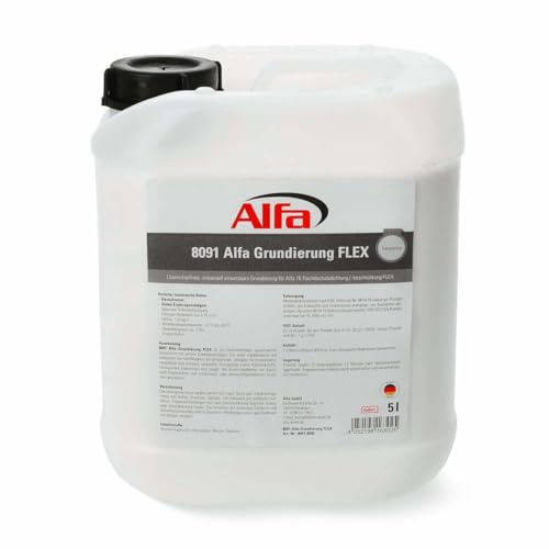 Alfa 1x Grundierung FLEX 5 Liter Primer Voranstrich und Tiefengrundierung zur Verbesserung der Haftfähigkeit 1K Flachach-Abdichtung FLEX
