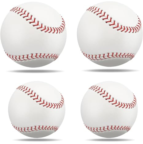 Toumdafine 4 Pack Standard 9 Inch Baseballs, Practice and Game Balls, Youth and Adult Outdoor Sports Baseball Training Balls.