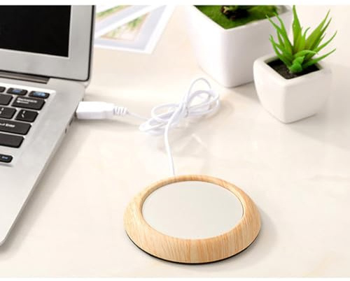Oostifun USB Cup Warmer Coaster Coffee Mug Warmer Heating Pad Desktop Insulated Coaster Cup Mat Heat Beverage Mug Mat Tea Coffee Heater Pad for Home Office (Light Wood Color)