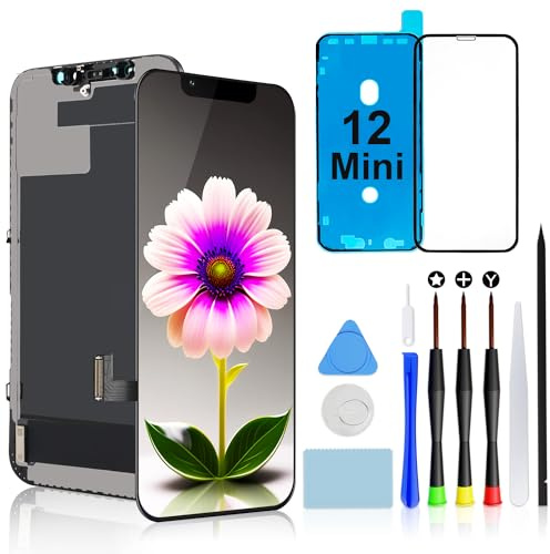 Brinonac Screen Replacement for iPhone 12 Mini, 5.4 inch Full HD LCD Screen Digitizer Assembly with Repair Tools and Screen Protector