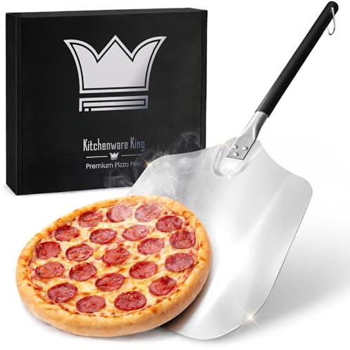 Kitchenware King™ - Premium Pizza Peel 12 inch For Crispy Crust Results - Essential Pizza Spatula Paddle For Outdoor And Indoor Cooking - Premium Innovated Non-Stick Paddle For Baking Steel And Stone