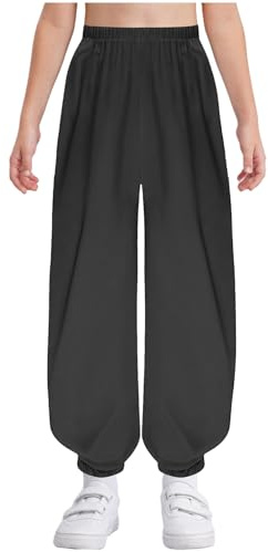 iiniim Pantaloni da Uniforme di Kung Fu per Bambini Pantaloni di Seta con Vita Elastica E Gamba Larga Costume da Danza Araba Indiana Nero 7-8 Anni