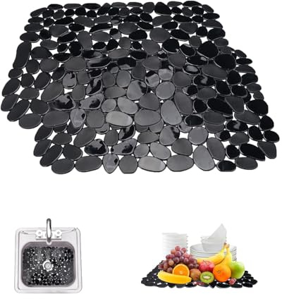 2 Pieces Sink Protector Mats, 40x30cm PVC Pebble Sink Protector