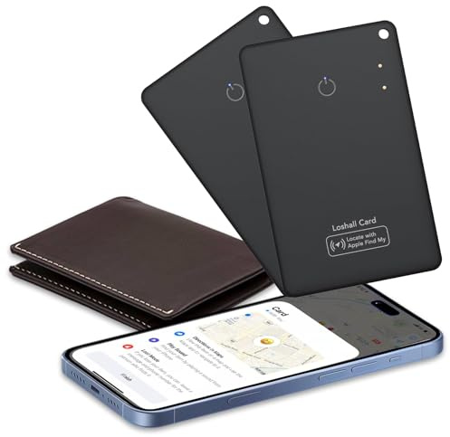 2 Pack Wallet Tracker Card [Apple MFi Certified] Air Tracker Tag (iOS only), IP68 0.06in Rechargeable Smart Card Work with Apple Find My, Keys Finder and Item Locator for Passport, Bags, Laptop, Black