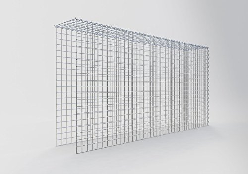 GABIONA Cesta de piedra de gavión rectangular, malla de 5 x 5 cm, profundidad de 30 cm, cesta de cultivo tipo 4, cierre de espiral, galvanizado (200 x 100 x 30 cm)