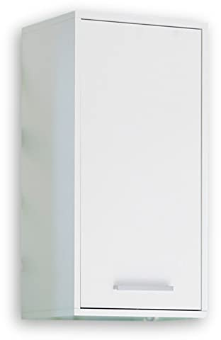 Stella Trading Froschkönig24 Orlando Milano Colgante Aspecto de Roble Salvaje, Color Blanco Brillante, Armario de baño con Mucho Espacio de Almacenamiento, Madera de ingeniería, 38 x 72 x 23 cm