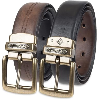 Columbia Reversible Leather Belt - Casual for Men's Jeans with Double Sided Strap