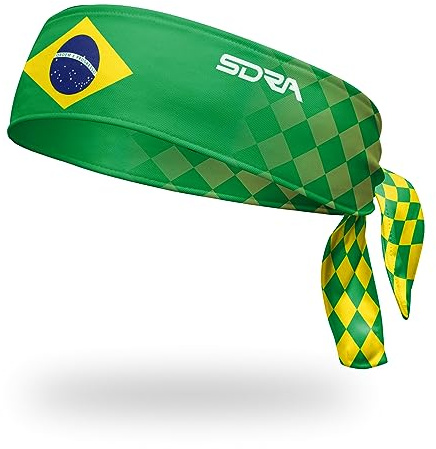 Suddora Country Flag Tie Headband with Brazil National Flag, Breathable Sweatband for National Sports Events, Non-Slip Fabric Sweatband for Soccer, Tennis, Workout, Costumes & Cosplay