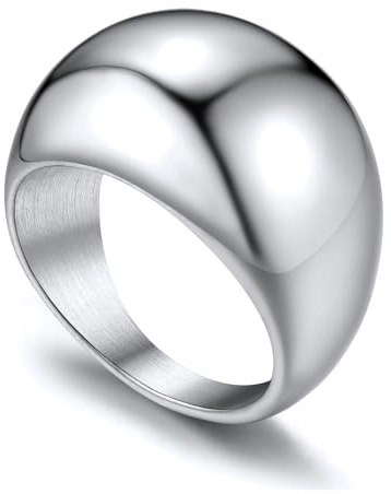 GoldChic Anillo Grande Menique de Mujer Dama de Honor, Anillo de Boda Compromiso 16mm Ancho